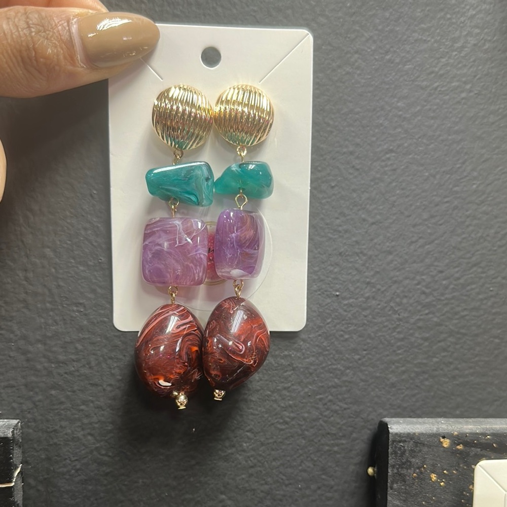 Gold and Multicolor Statement Earrings